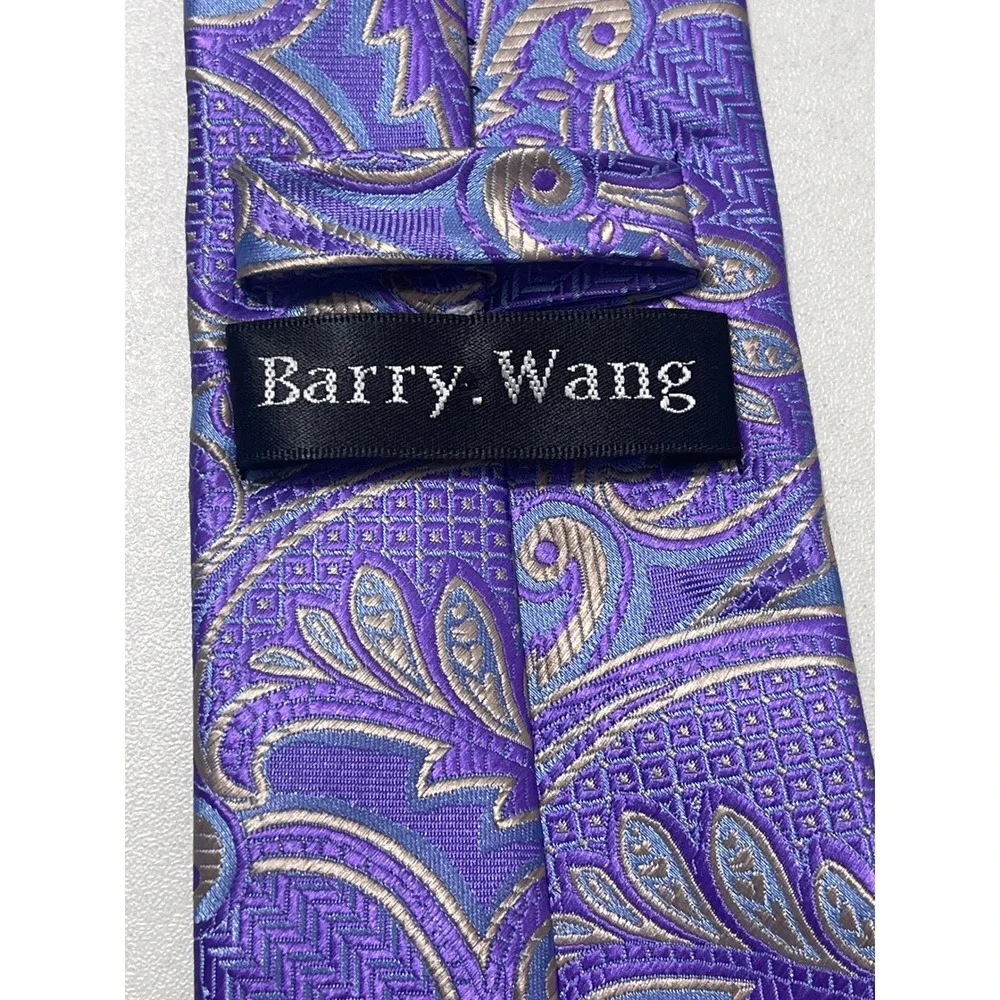 Barry Wang Men's‎ Silk Tie Purple Paisley Formal Necktie